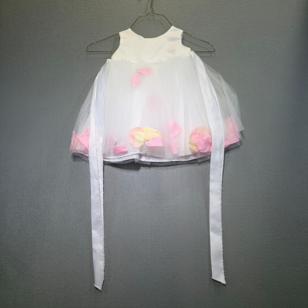 Kid's Dream Baby Girls White Dress with Roses for Weddings Size small
